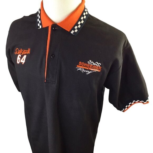 Dick Trickle Schneider National Racing Polo Shirt NASCAR Size Large Checkerboard - Picture 2 of 10